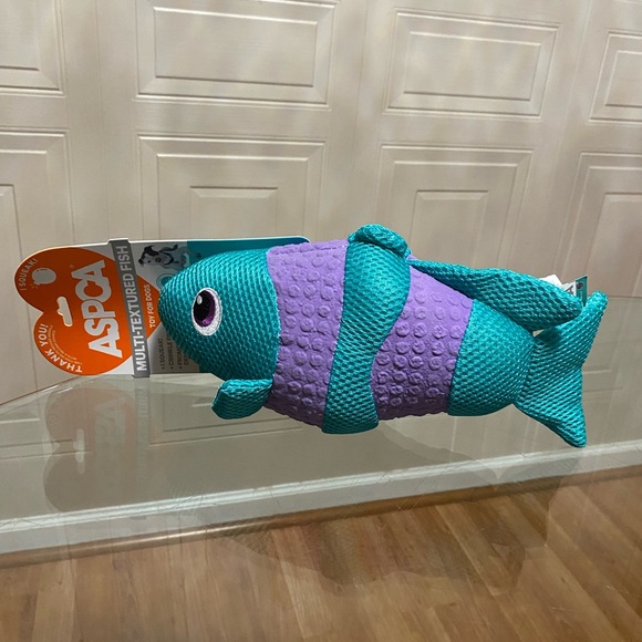 - ASPCA Multi-Textured Fish Clinker & Squeaky Dog Toy 12” - Picture 7 of 7